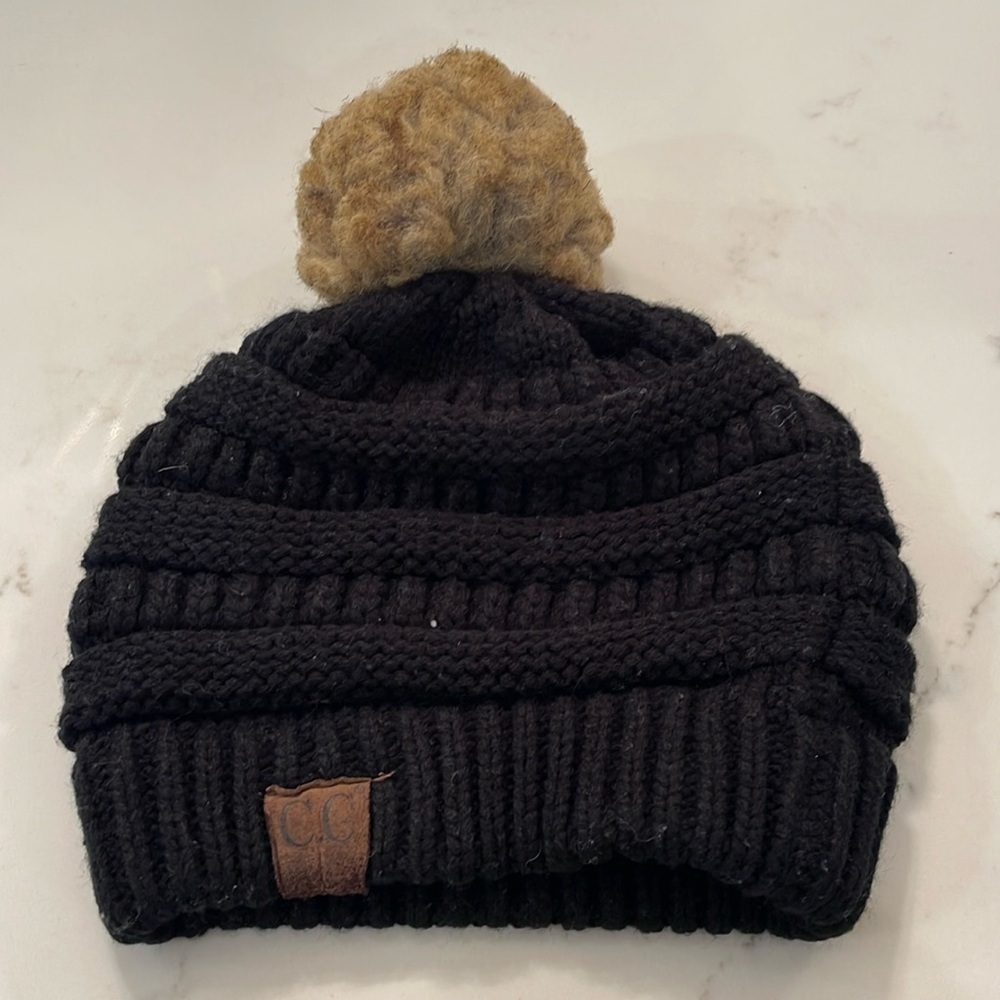 C.C black pom pom hat